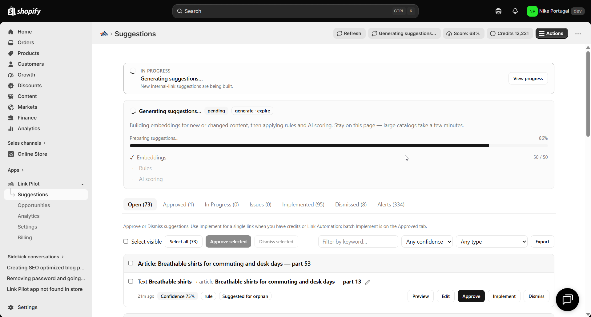 Link Pilot generating suggestions after a store scan