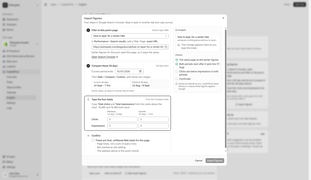 Import Search Console figures