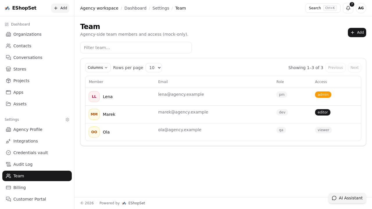 Role-aware actions for teams